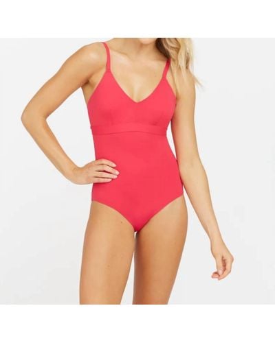 Spanx Classic Swim One Piece In Hibiscus - Red
