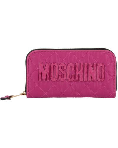 Moschino Quilted Logo Zip Wallet - Purple