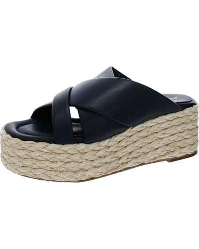 Andre Assous Calesa Leather Slip-on Flatform Sandals - Blue