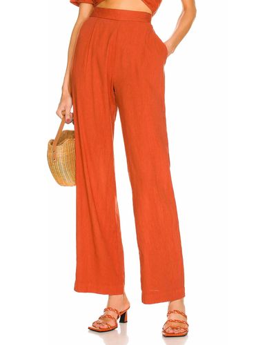 Monrow Linen Pleat Pant - Orange