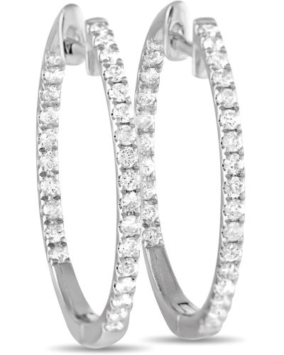 Non-Branded Lb Exclusive 14k Yellow Gold 0.50ct Diamond Inside-out Hoop Earrings - White
