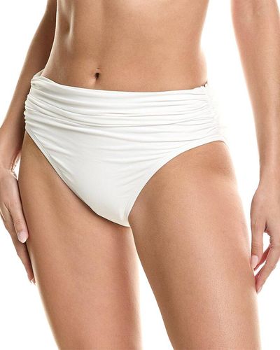Carmen Marc Valvo Shirred Bikini Bottom - White