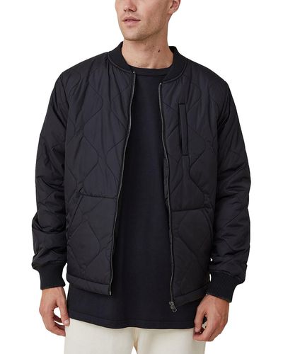 Cotton On Cold Weather Quilted Bomber Jacket - Blue