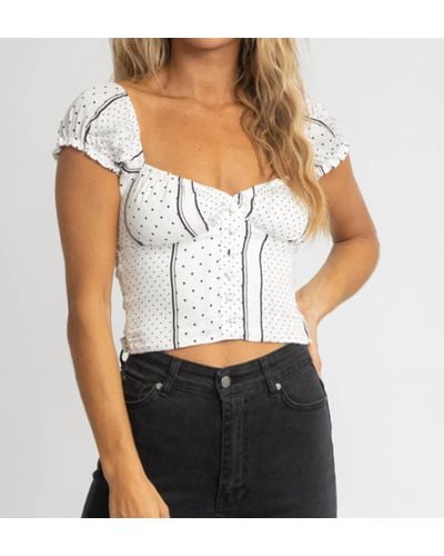 Olivaceous Polka Dot Button Up Crop - White