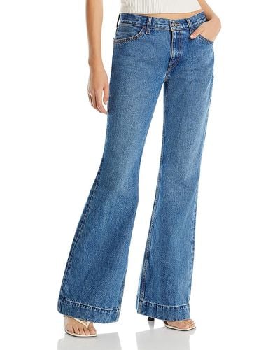 RE/DONE Low Rise Solid Flared Jeans - Blue