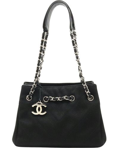 Chanel Canvas Shoulder Bag (pre-owned) - Black