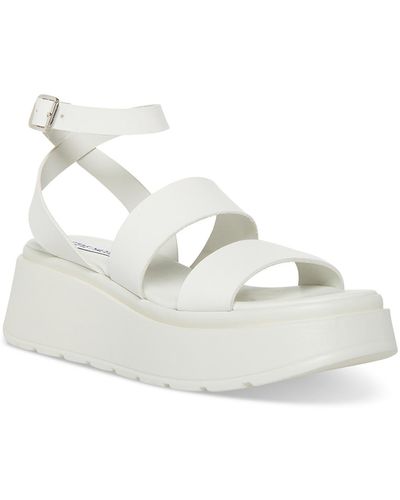 Steve Madden Tenys Leather Ankle Strap Platform Sandals - White