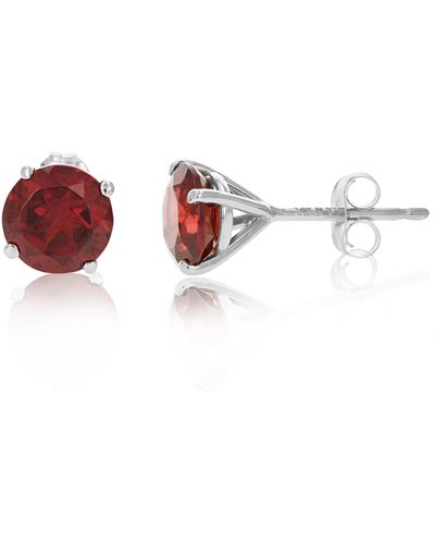 Vir Jewels 1.80 Cttw 6 Mm Garnet Stud Earrings 14k White Gold Round Cut January Birthstone - Red