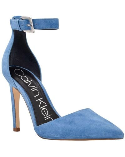 Calvin Klein Hilda Suede Ankle Strap Dress Heels - Blue