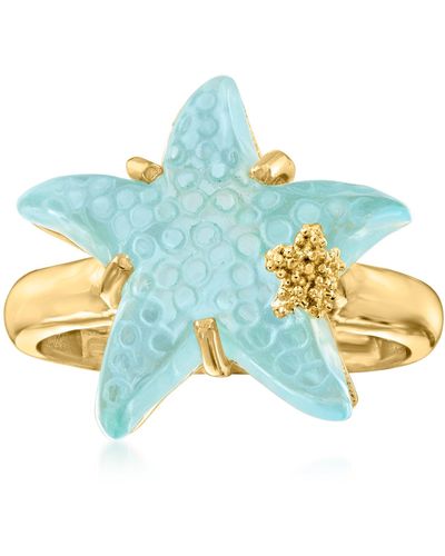 Ross-Simons Italian Tagliamonte 16mm Blue Venetian Glass Starfish Ring