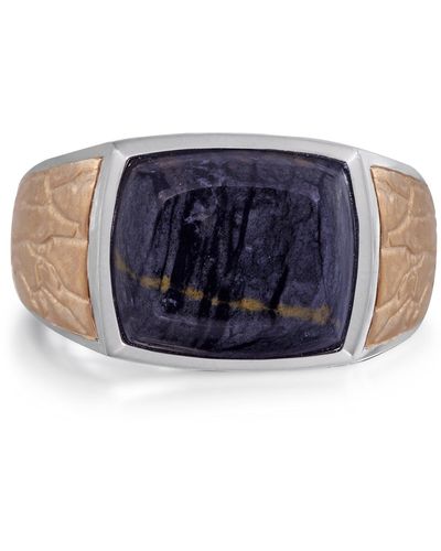 Monary Gray Picture Agate Stone Signet Ring - Black