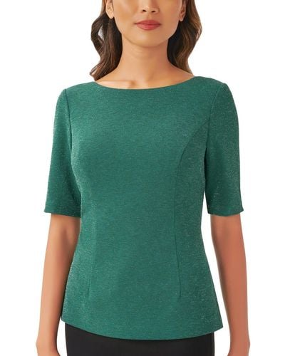 Adrianna Papell Cowl Back Metallic Blouse - Green