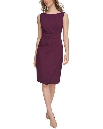 Calvin Klein Knee Length Gathered Sheath Dress - Purple
