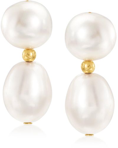 Ross-Simons 10-11.5mm Cultured Pearl Drop Earrings - White
