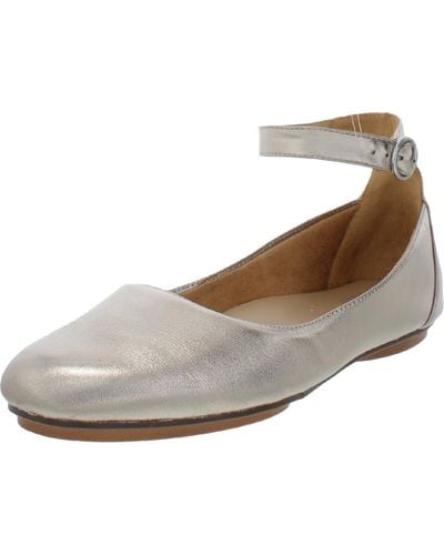 Naturalizer Maxwell Leather Ankle Strap Ballet Flats - Natural