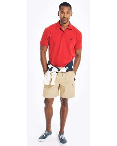 Nautica Classic Fit Mesh Ribbed Polo - Red