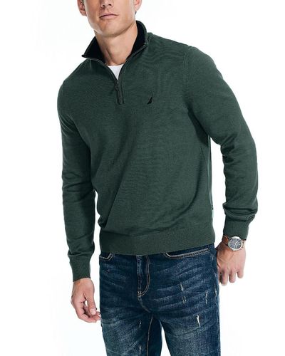 Nautica Knit 1/4 Zip Pullover Sweater - Green