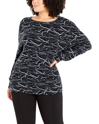 Evans Plus Zebra Print Relaxed Fit Pullover Sweater - Black