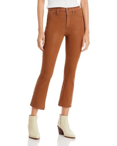Pistola Lennon Coated High-rise Cropped Pants - Brown