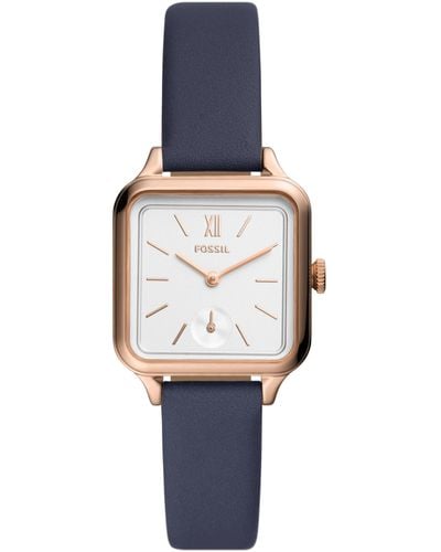 Fossil Colleen Three-hand, Rose Gold-tone Stainless Steel Watch - Blue