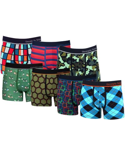 Unsimply Stitched Boxer Trunk 7 Pack - Green