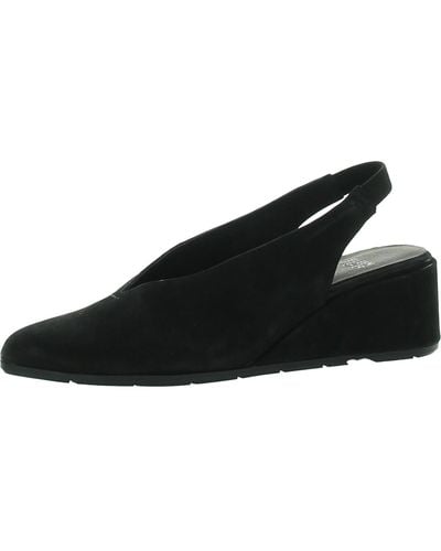 Eileen Fisher Leather Pointed Toe Wedge Heels - Black