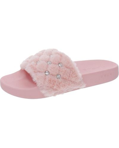 Bebe Faryn Faux Fur Slides Slide Sandals - Pink
