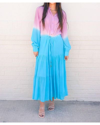 Karina Grimaldi Aubrey Ombre Maxi Dress In Blue/pink