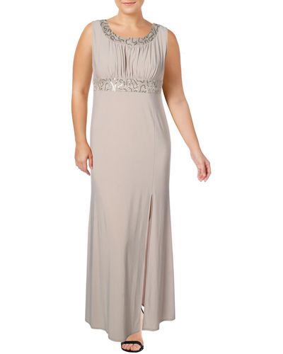 R & M Richards Lace Inset Sleeveless Evening Dress - White