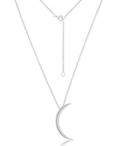 Simona Sterling Thin Crescent Moon Necklace - Metallic