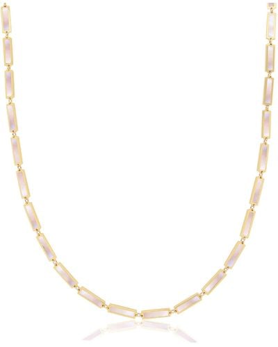 The Lovery Mother Of Pearl Bar Necklace - Metallic
