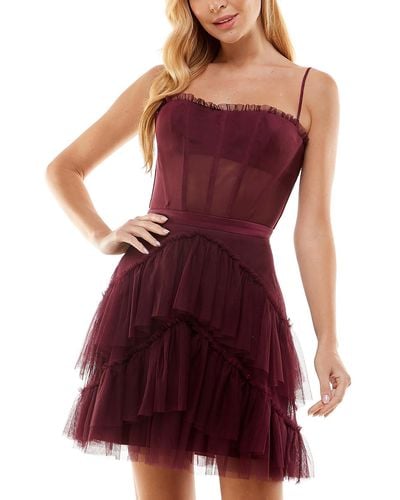 City Studios Juniors Tie Ruffled Cocktail And Party Dress - Red