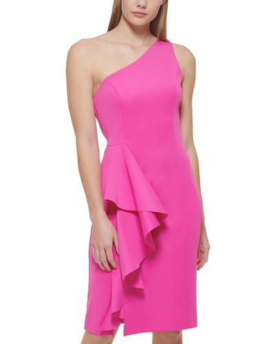 Eliza J Ruffled Knee Cocktail And Party Dress - Pink