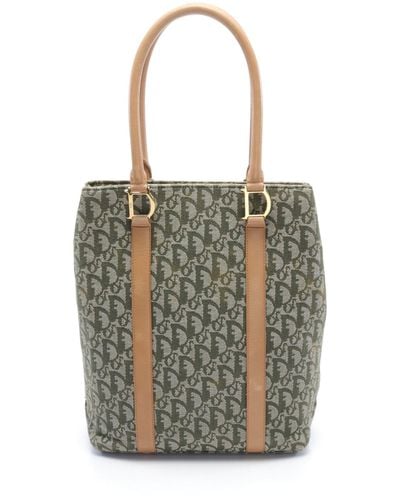 Dior Handbag Tote Bag Canvas Leather Khaki Off - Multicolor