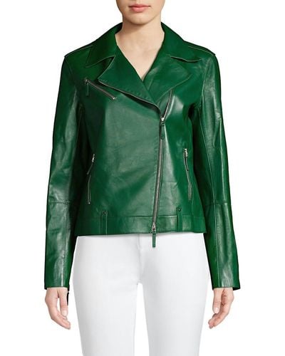 Lafayette 148 New York Leather Jacket - Green