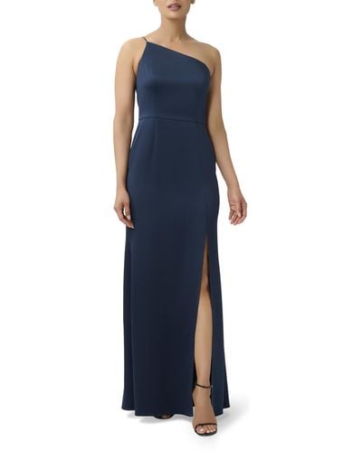 Adrianna Papell Satin Maxi Evening Dress - Blue