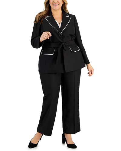Le Suit Plus 2pc Polyester Pant Suit - Black