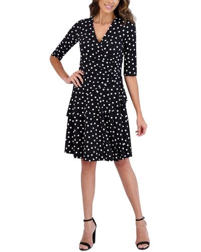 Signature By Robbie Bee Dotted Tiered Mini Dress - Black