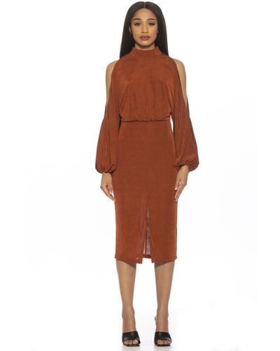 Alexia Admor Mockneck Long Sleeves Dress - Brown
