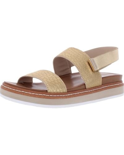Kenneth Cole Laney Eva Simple Leather Open Toe Wedge Sandals - Natural