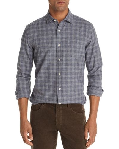The Men's Store Knit Cotton Button-down Shirt - Blue