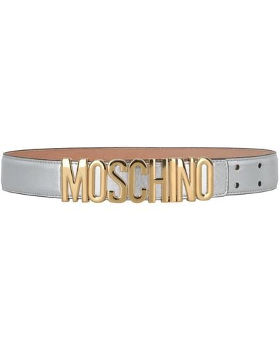 Moschino Lettering Logo Metallic Belt - White