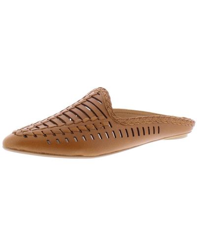 Dolce Vita Ginny Leather Woven Mules - Brown