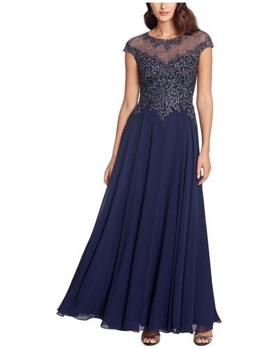 Xscape Embellished Embroidered Evening Dress - Blue