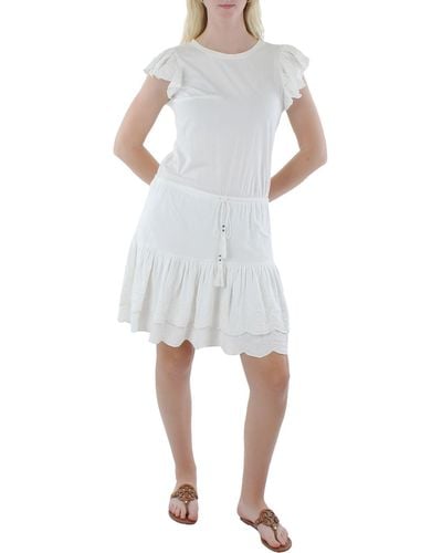 Lauren by Ralph Lauren Eyelet Knee-length T-shirt Dress - White