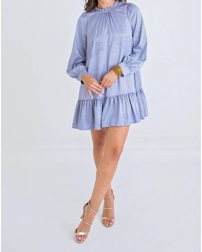 Karlie Floral Ruffle Bottom Dress - Blue