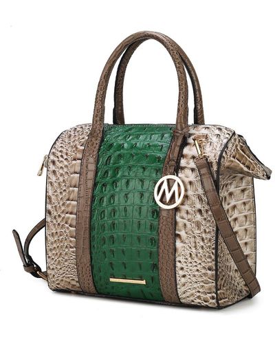 MKF Collection by Mia K Ember Faux Crocodile-embossed Vegan Leather Large Satchel Handbag - Green