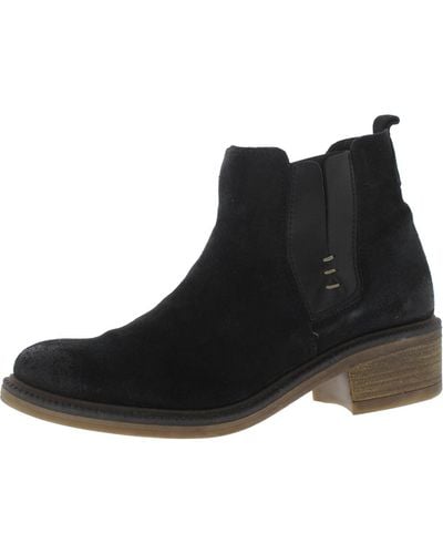 Eric Michael Montreal Suede Stacked Heel Ankle Boots - Black