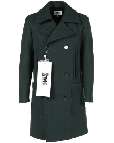MM6 by Maison Martin Margiela Heavy Felt Coat Oversize Chester Coat Wool Dark - Green