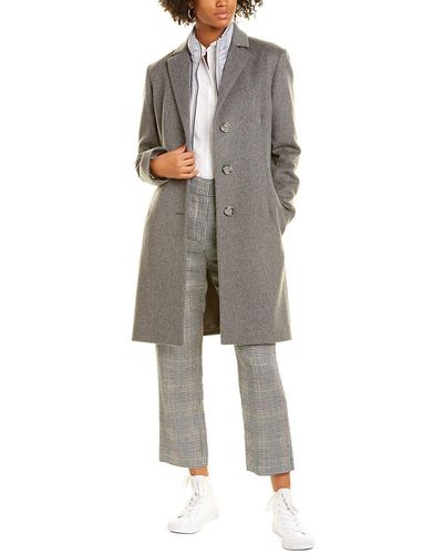 Cinzia Rocca Removable Bib Wool & Cashmere-blend Coat - Gray